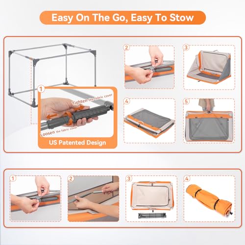 A 4 Pet Animal Cage in 26.0"L x 19.0"W x 18.0"H, Orange+Beige