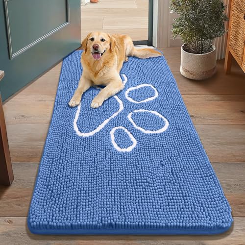 Smiry Rug in 48"X30", Cornflower Blue and White