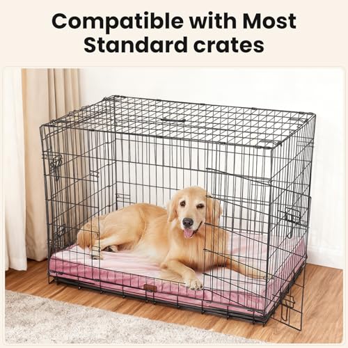 OhGeni Pet Bed Mat in 41" x 28" x 4" (For Crate), 02-Pink