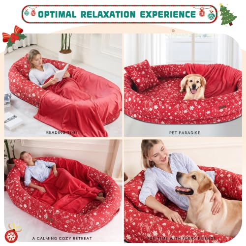 Fvkind Pet Bed Mat in 70"L×33"W×12"Th, Christmas