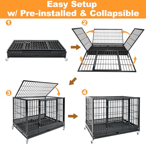 Homey Pet Animal Cage in 46.5"L x 28.5"W x 35.0"H, Black