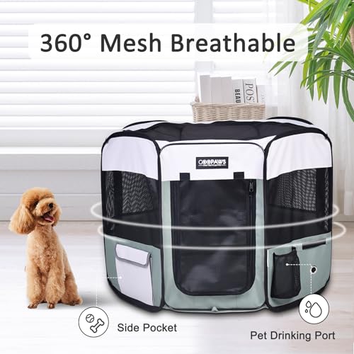 JESPET Pet Playpen in 36x36x24 Inch (Pack of 1), Shale Green