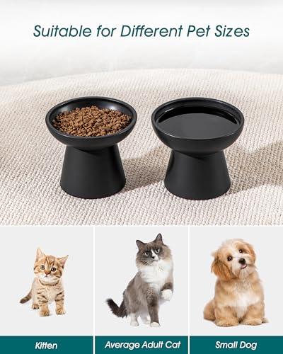 vancasso Pet Feeder in 2 Pack-Food & Water Bowls, Black