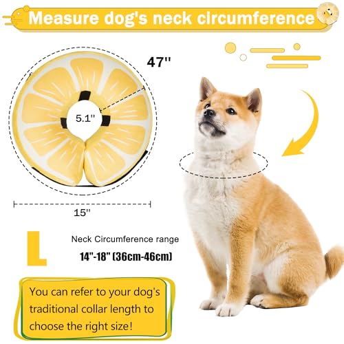 Cneo Animal Recovery Collar Cone in L（neck 14"-18"）, Lemon