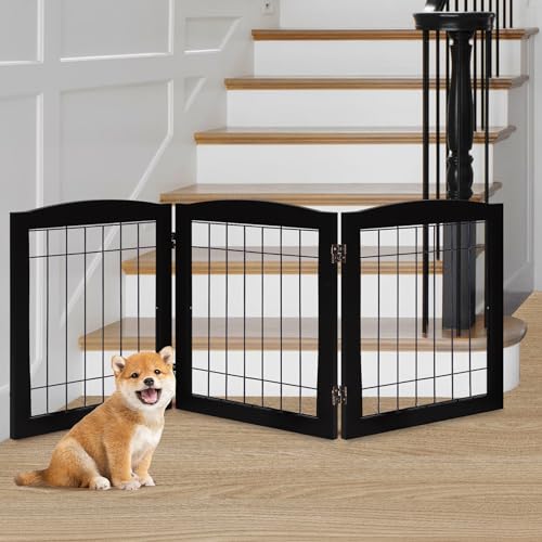 LZRS Temporary Gate in 24"Height-3 Panel, Black