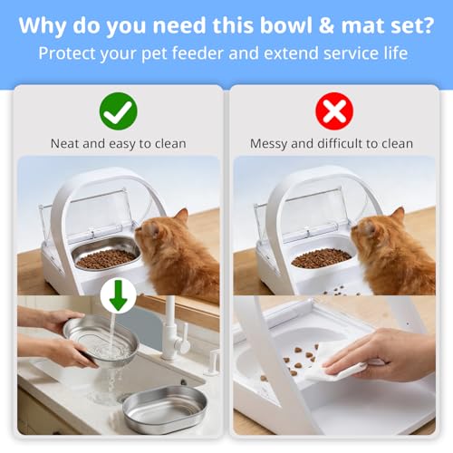 Baofum Pet Feeder in 2+1 Pack, Silvery Bowls