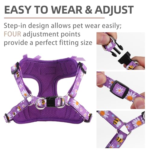 PUPTECK Animal Harness in XS (9-13lbs, Chest 14"-16"), #2 Purple(Daisy Print)