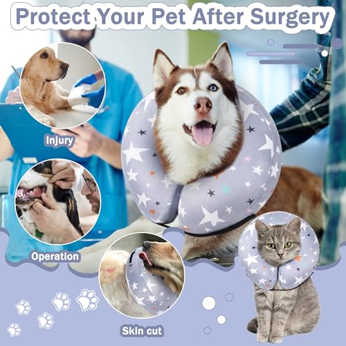 Cneo Animal Recovery Collar Cone in S（neck 4"-7"）, Grey