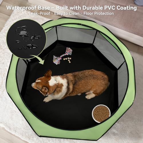 A 4 Pet Pet Playpen in S(29.92"x29.92"x16.5"), Green+Black