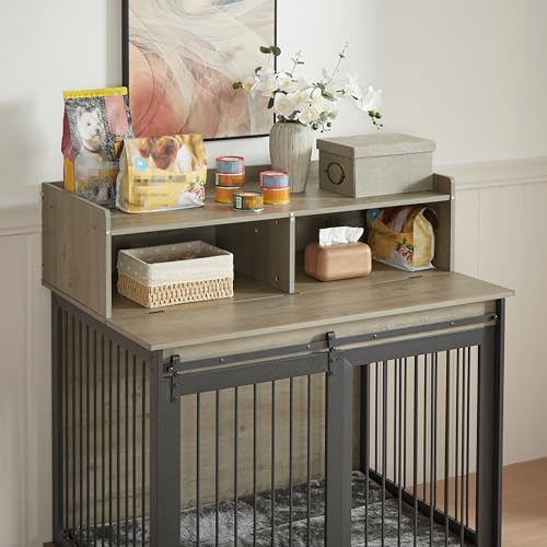 NicBex Animal Cage in 43.7"L x 29.9"W x 42.2"H, Grey
