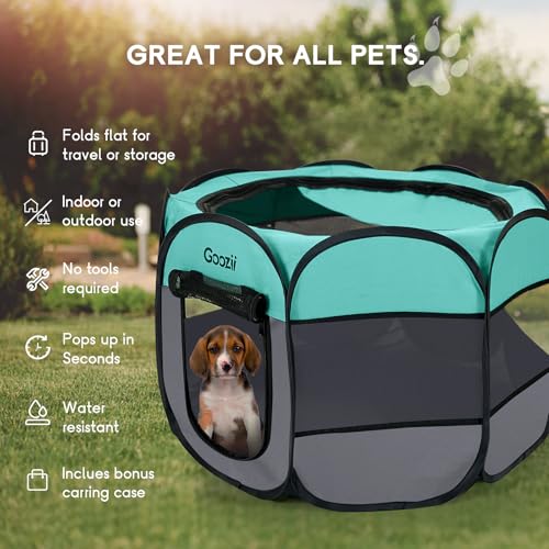 Goozii Pet Playpen in Small, Green-Gray