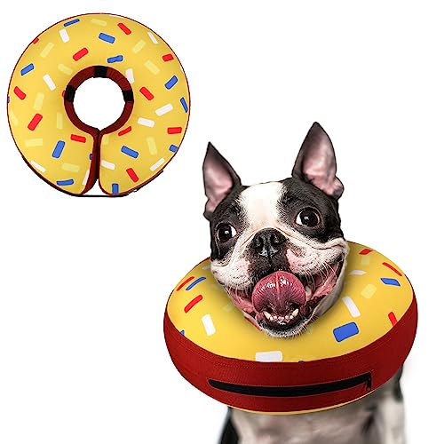 Supet Animal Recovery Collar Cone in S(Neck 7"-9.5"), Donut Yellow