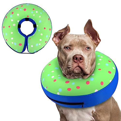 Supet Animal Recovery Collar Cone in XXL(Neck 18.5"-23.5"), Donut Green