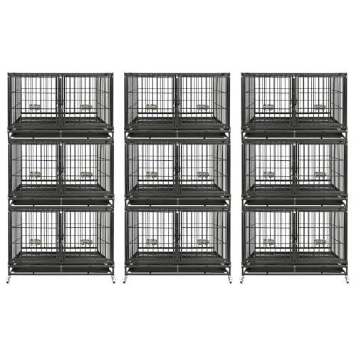 Homey Pet Animal Cage in 43.0"L - 3 Tiers - 3P, Black