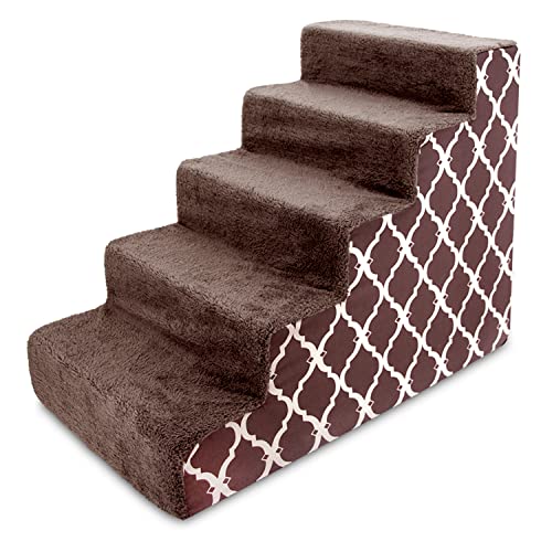 Best Pet Supplies Animal Stair in H: 22.5 Inches, Brown Lattice Print