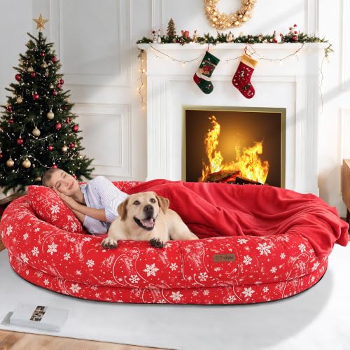 Fvkind Pet Bed Mat in 73"Lx56"Wx12"Th, Christmas