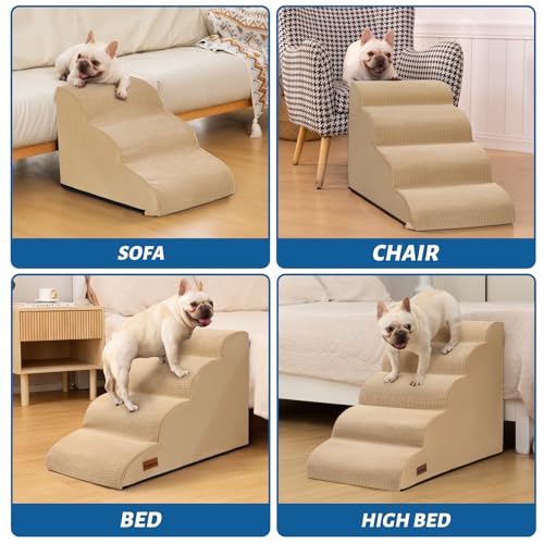 aodisman Animal Stair in Standard 3-Step 15.7"H, Khaki