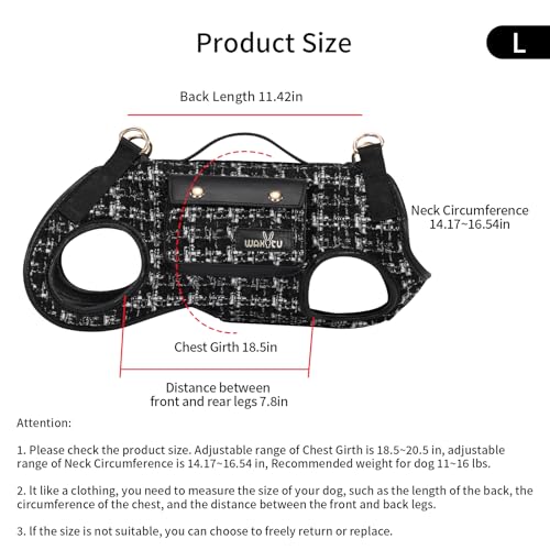 wakytu Animal Harness in Large(11-16 LBS), 2.0 Black