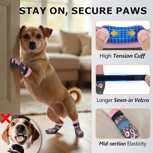 ROUWINNE Paw Hoof Protector in XS(Pack of 4), Dark Grey and Pink