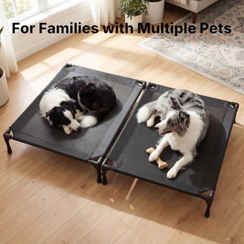 Veehoo Pet Bed Mat in 35.0"L x 25.0"W x 7.0"Th, 2 Connected Beds-Black