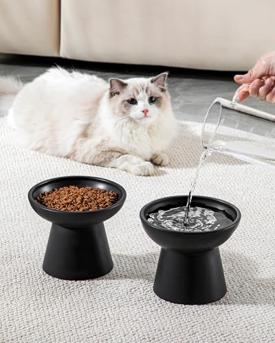 vancasso Pet Feeder in 2 Pack-Food & Water Bowls, Black