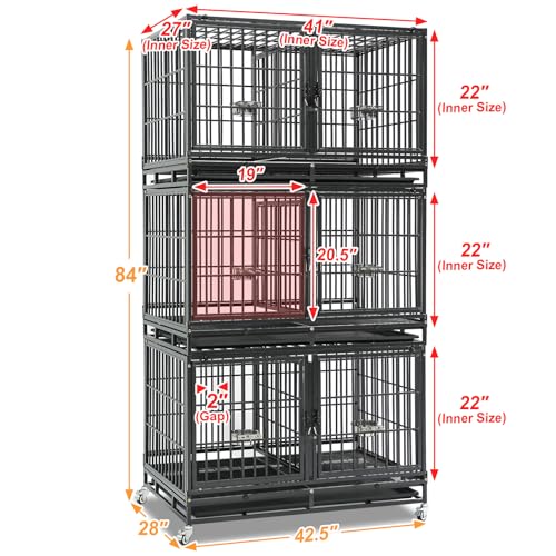 Homey Pet Animal Cage in 43.0"L - 3 Tiers - 1P, Black