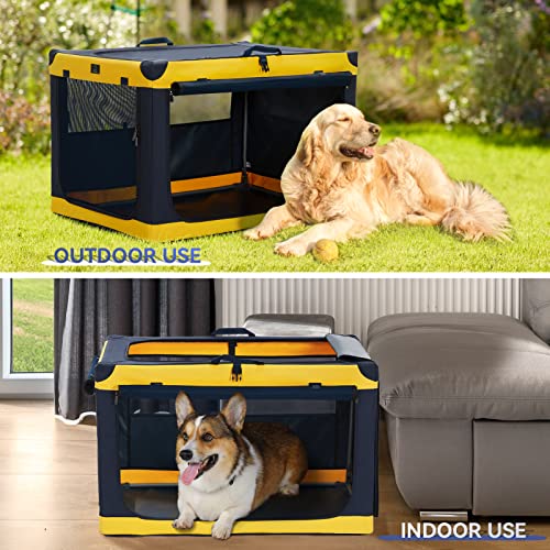 A 4 Pet Animal Cage in 26.0"L x 19.0"W x 18.0"H, Blue+Yellow