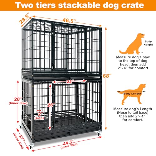 Homey Pet Animal Cage in 46.5"L x 28.5"W x 68"H, Black