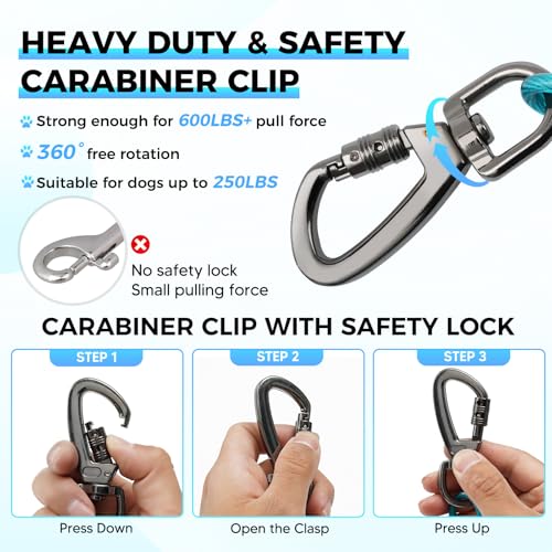Duckygoo Leash in 50FT+10FT,250LBS, Teal