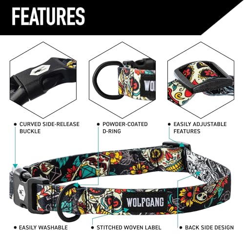 Wolfgang Man & Beast Animal Collar in Small (5/8 Inch x 8-12 Inch), LosMuertos Print