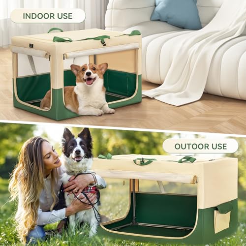 A 4 Pet Animal Cage in 40.0"L x 25.0"W x 25.0"H, Green+Beige