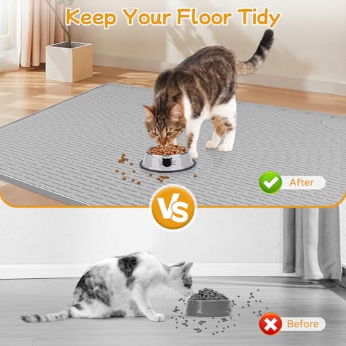 Lanstics Pet Placemat in 50"L x 35"W, Light Grey
