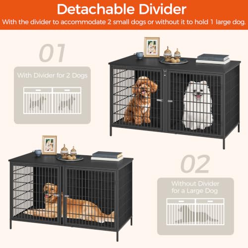 MAHANCRIS Animal Cage in 43.3"L x 21.7"W x 26.4"H, Black