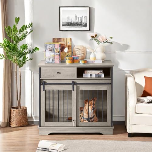 NicBex Animal Cage in 35.4"L x 23.6"W x 33.5"H, Grey
