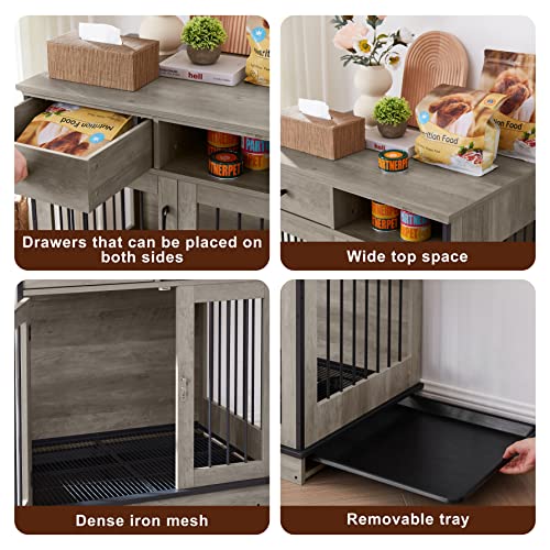 NicBex Animal Cage in 32.3"L x 22.8"W x 33.5"H, Grey