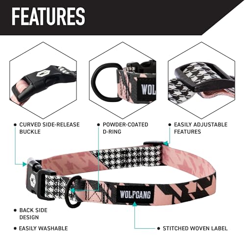 Wolfgang Man & Beast Animal Collar in Small (5/8 Inch x 8-12 Inch), HoundsPink Print