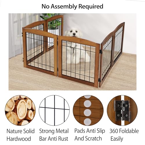 LZRS Temporary Gate in 24"Height-6 Panel, Oak Cherry