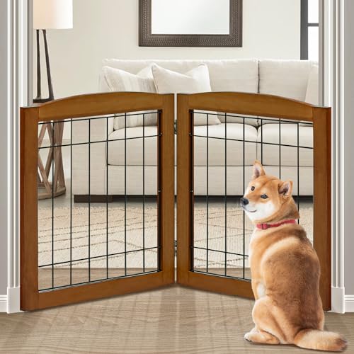 LZRS Temporary Gate in 24"Height-2 Panel, Oak Cherry