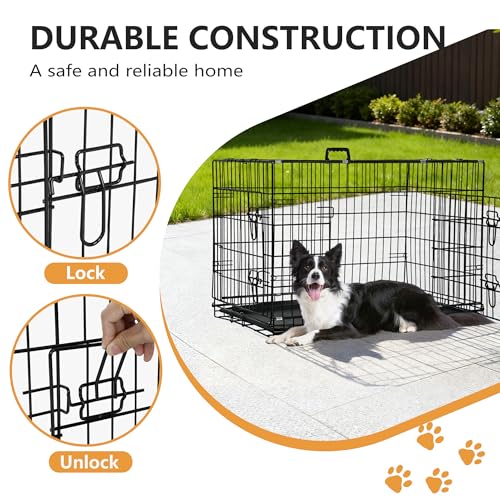 FDW Animal Cage in 42.0"L x 24.0"W x 26.0"H, Dark Black