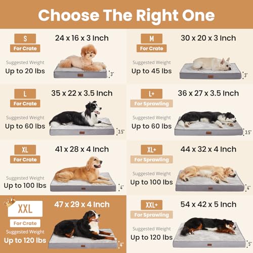 OhGeni Pet Bed Mat in 47" x 29" x 4" (For Crate), 01-Gray