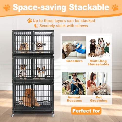 Homey Pet Animal Cage in 42.5"L x 28.0"W x 88.0"H, Black