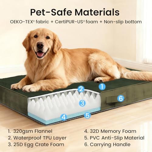 OhGeni Pet Bed Mat in 41" x 28" x 4" (For Crate), 05-Green