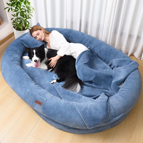Fvkind Pet Bed Mat in 71"Lx51"Wx12"Th, Blue