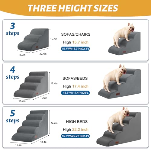 aodisman Animal Stair in Standard 3-Step 15.7"H, Grey