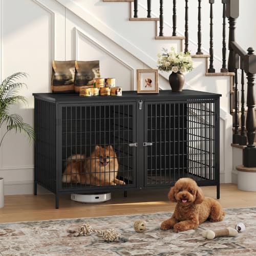 MAHANCRIS Animal Cage in 43.3"L x 21.7"W x 26.4"H, Black