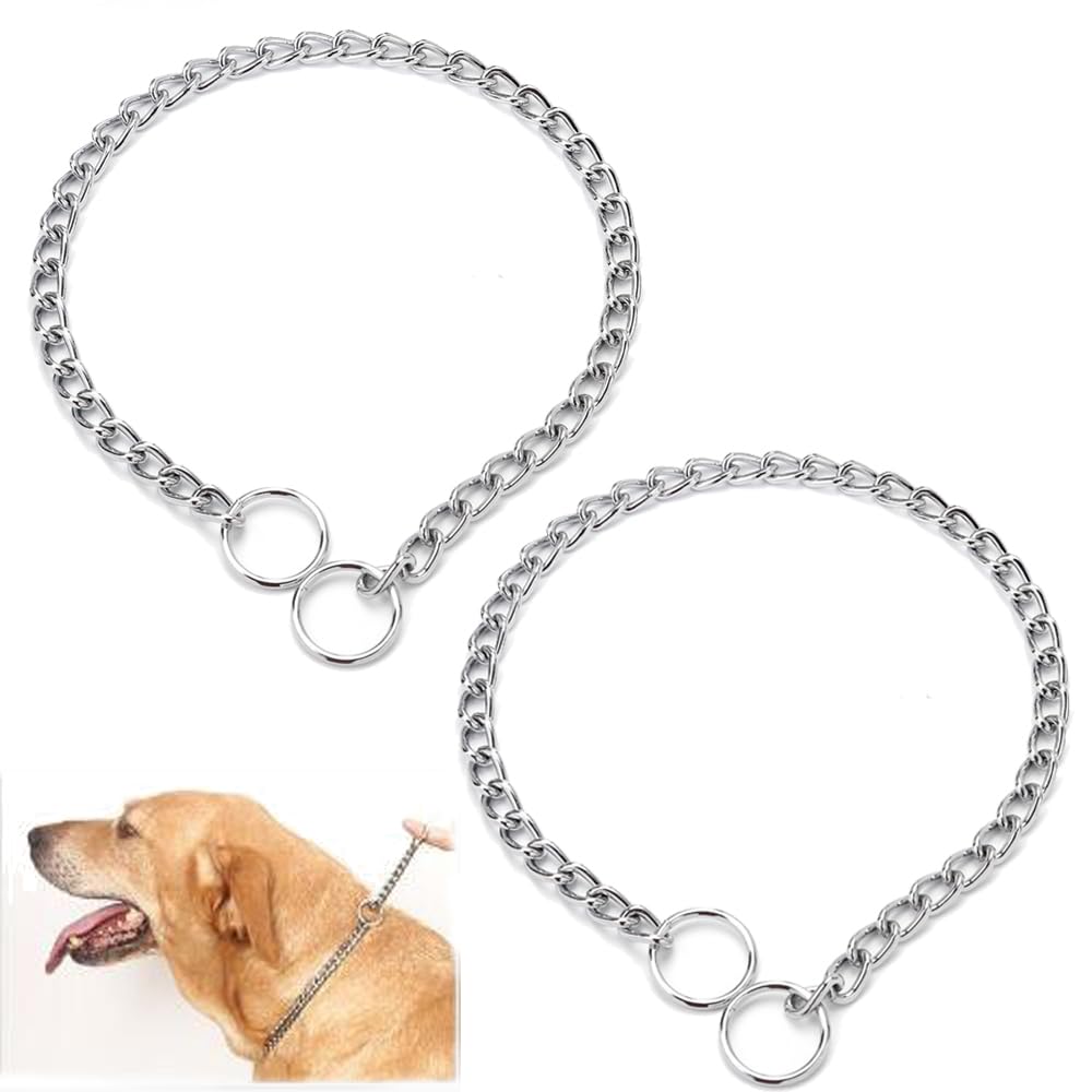 Weimostar Animal Collar in XXS(Neck Max 8inch)D1.6mm, 2Pack Silver