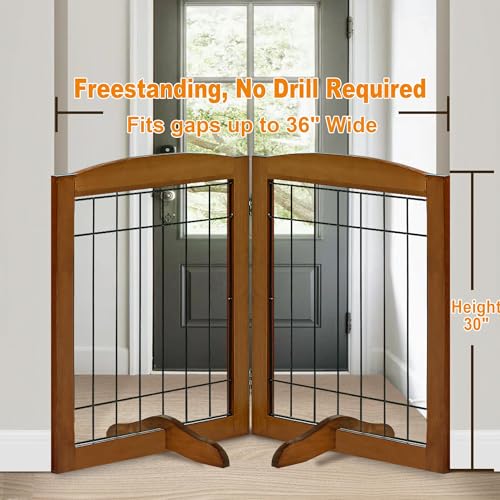 LZRS Temporary Gate in 30"Height-2 Panel, Oak Cherry