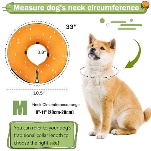 Cneo Animal Recovery Collar Cone in M（neck 8"-11"）, Hamburger