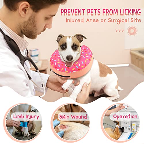 Supet Animal Recovery Collar Cone in S(Neck 7"-9.5"), Donut Pink