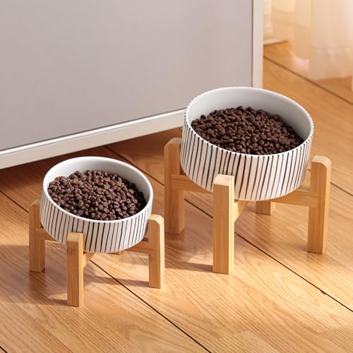 DJJJOOYS Pet Feeder in Slanted Small Dog Bowl, vertical stripe